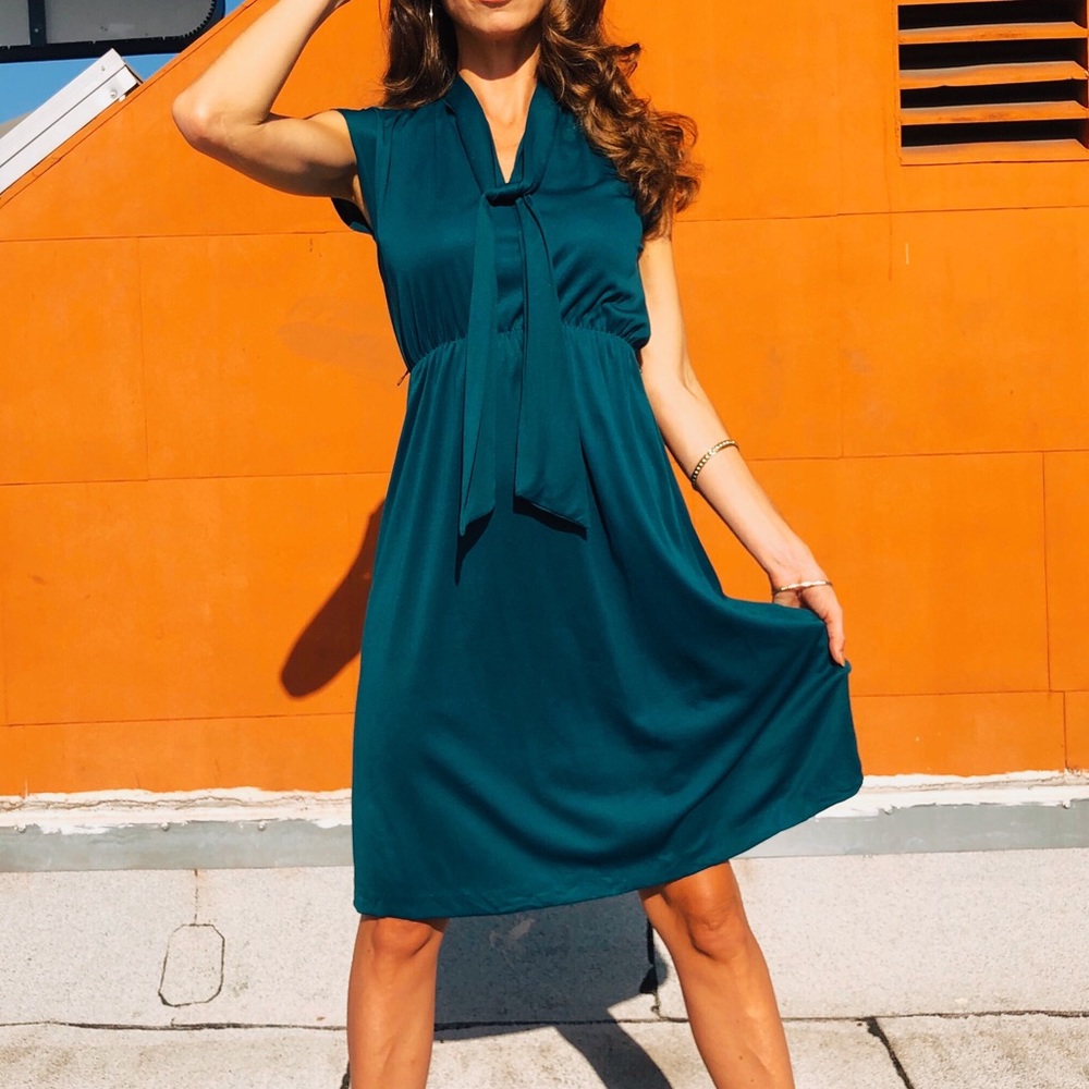 70s Peacock Teal Killer Dress 👗 DANK GIRL